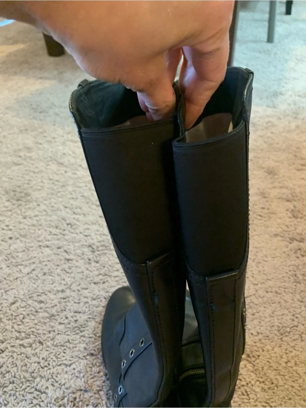 Michael Kors Dora Grommet Eyelets Tall Riding Boots Leather Equestrian Black